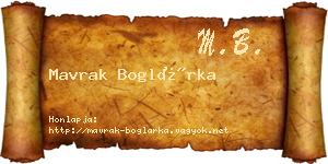 Mavrak Boglárka névjegykártya